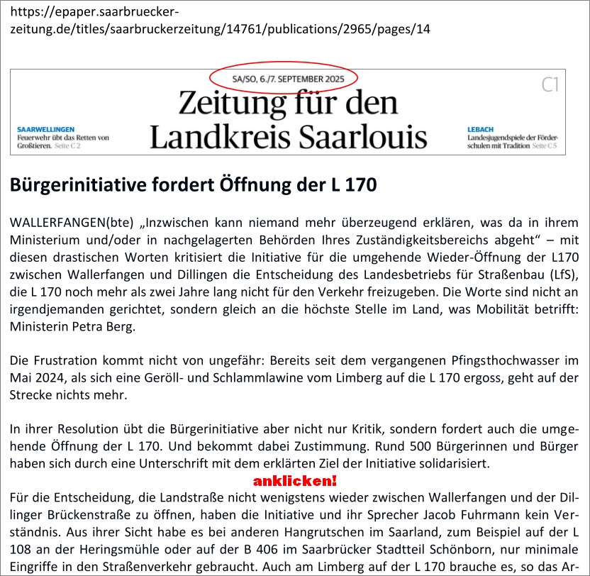 SbrZ: Bi fordert Oeffnung der L170